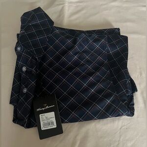 Tommy Armour Dri-Logic Navy Blue, Red & White Plaid Men’s Polo Shirt